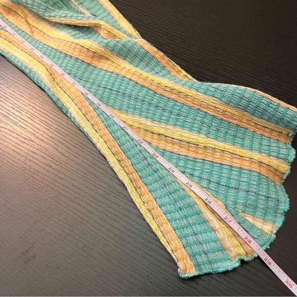 ✨ Free People Women’s Fine Line Slim Pants Aqua Orange Yellow Stripe XS - Picture 15 of 15